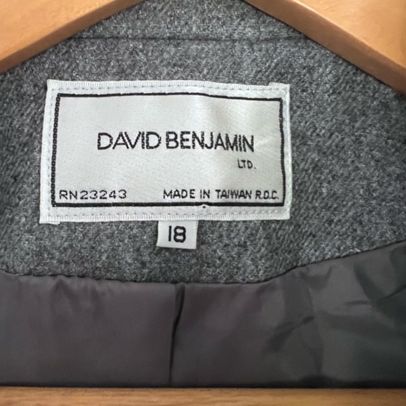 VTG David Benjamin Ltd. Blazer Women's size (UK 18) (USA 14) Gray Wool Velvet - Picture 9 of 15